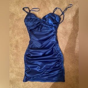 Mini dress with cut out, silk-like material (homecoming dress)